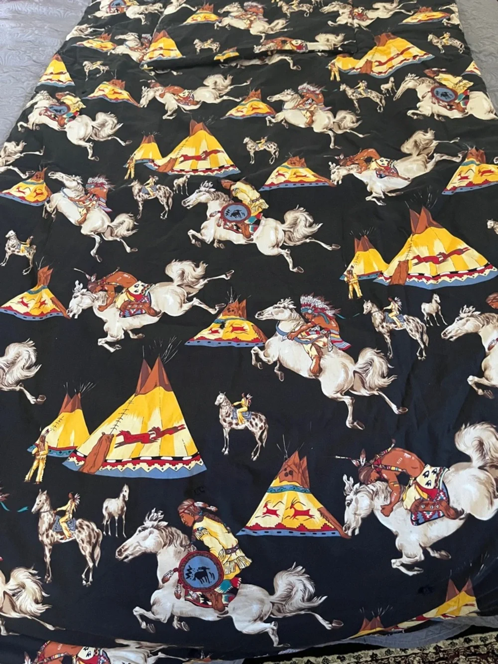 Western Teepee & Horse Decorative Throw Pillow - blanket